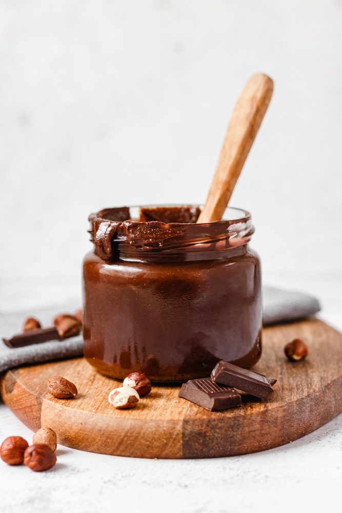 Homemade Chocolate Hazelnut Spread In A Jar