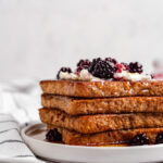 Close Up Of French Toast Topped With Blackberries