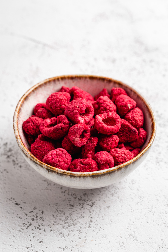 Freeze Dried Raspberries In A Bowl