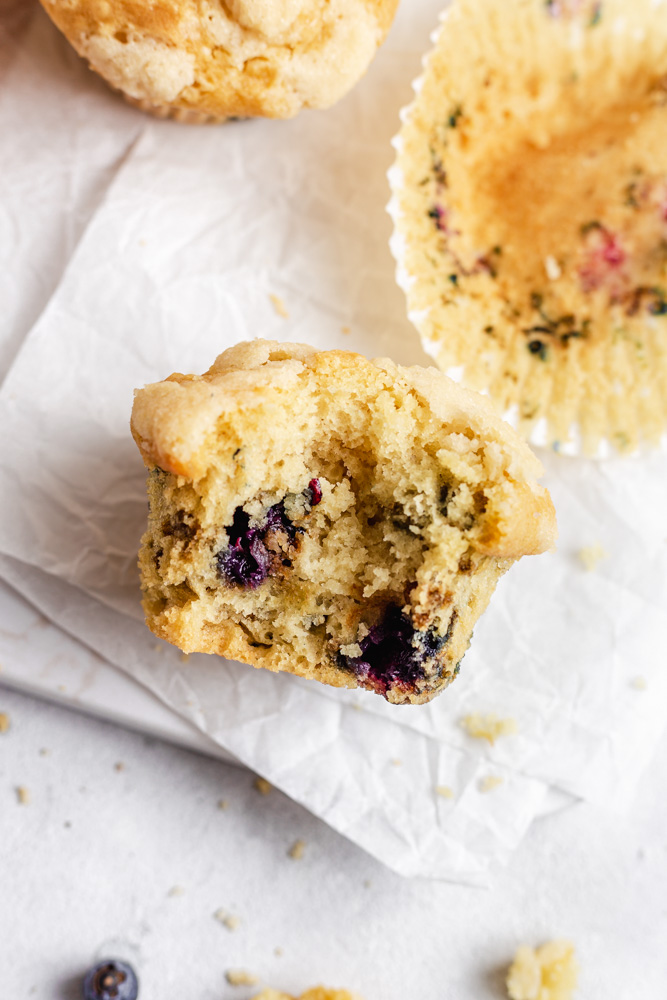 Close Up Of A Bite Of Blueberry Muffin