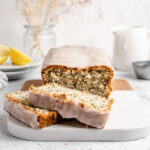 Cut Lemon Poppy Seed Cake On Marble Board