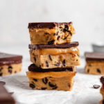 Stack of salted caramel cookie dough bars