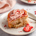 Strawberry Roll with Strawberry Cream Cheese Frosting on top