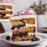 Slice of vegan cake on a plate