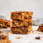 Vegan oatmeal chocolate chunks cookie bars