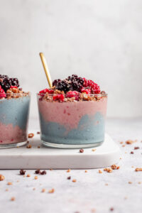 Cotton Candy Smoothie topped with granola and berries