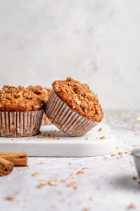 Oatmeal apple muffins with crumble topping