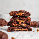 Vegan Biscoff Stuffed Chocolate Cookies