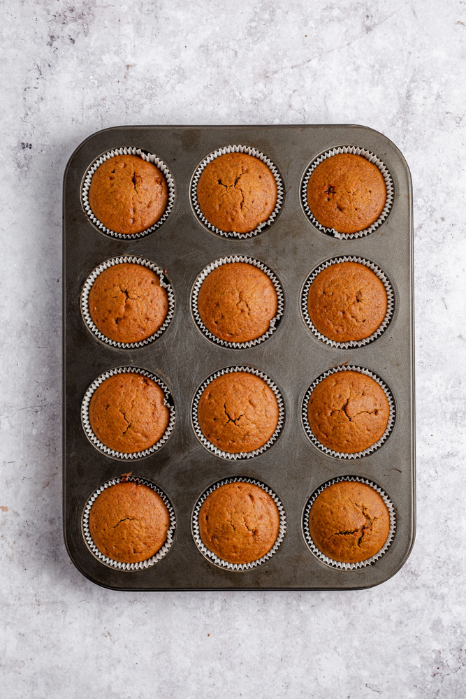 Baked cupcakes in a muffin pan