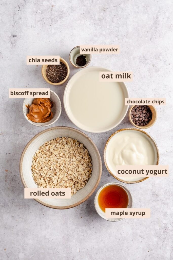 Ingredients for Biscoff overnight oats