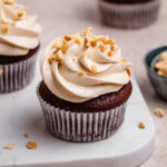 Chocolate cupcakes with peanut butter frosting